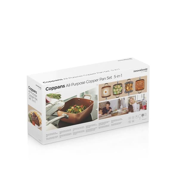 Multifunktionspanna 5 i 1 Copper Coppans InnovaGoods 4 Delar