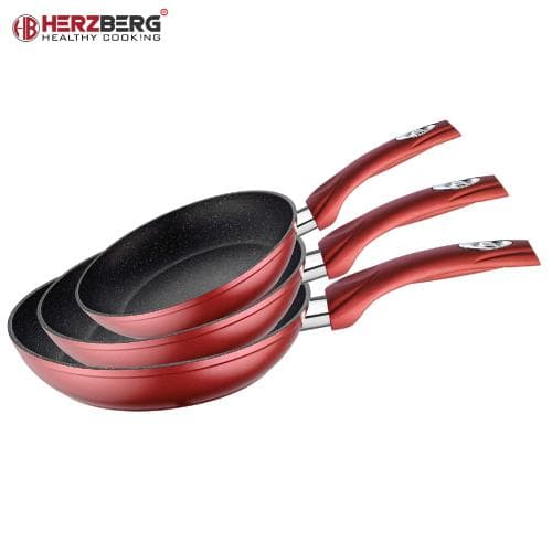 3 stycken non stick stekpanna induktionshäll - Bourgogne 20/24/28 cm