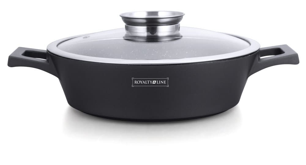 Royalty Line 40 cm formgjuten aluminium marmor grund soppgryta med aromlock