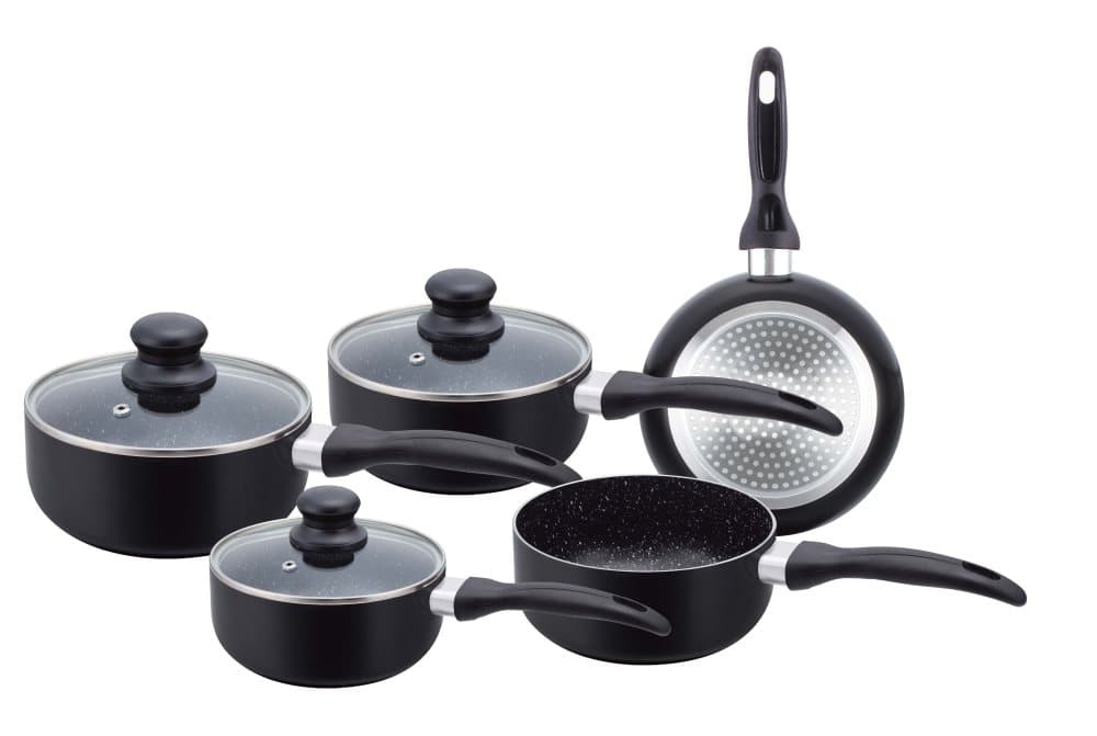 Herzberg HG-5003BK: 8 delar Marmor Köksredskap Set - Svart