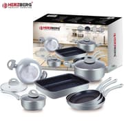 Herzberg HG-5003SL: 8 deler marmor kokekar sett - sølv