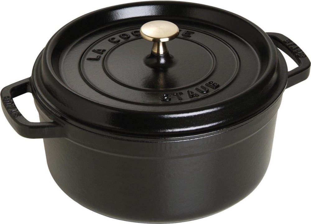 Staub Round Cocotte, 24cm gjutjärn, svart