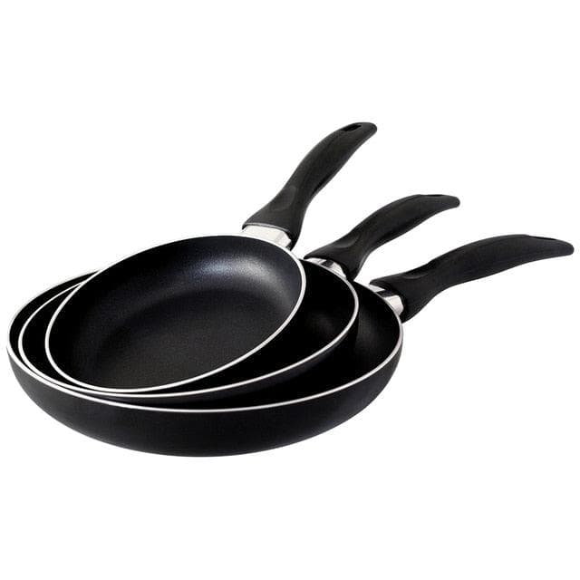 16/20/24cm Non Stick Aluminum Frying Pan Set med svart insida - Black
