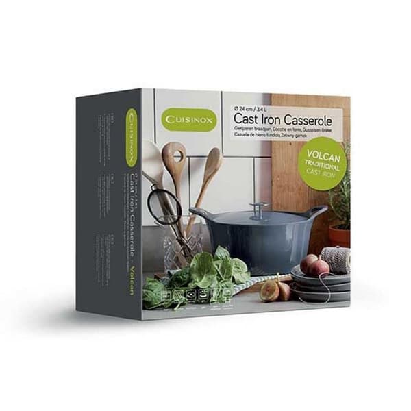Cuisinox Volcan Støbejernsgryde 24 cm 3,4L Denim Blå/Emaljeret