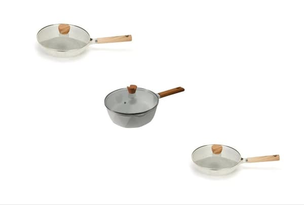 Offer premium frying pans, three different for the price of one!