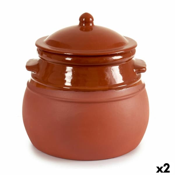 Gryta med lock Terrakotta 4,5 L 25 x 27 x 25 cm (2 antal)