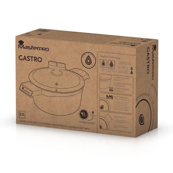 Kastrull med lock Masterpro Svart Aluminium Ø 28 cm