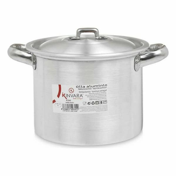 Gryta med lock Kinvara 100031 Silvrig Aluminium 23,5 x 15 x 18 cm (6 antal)