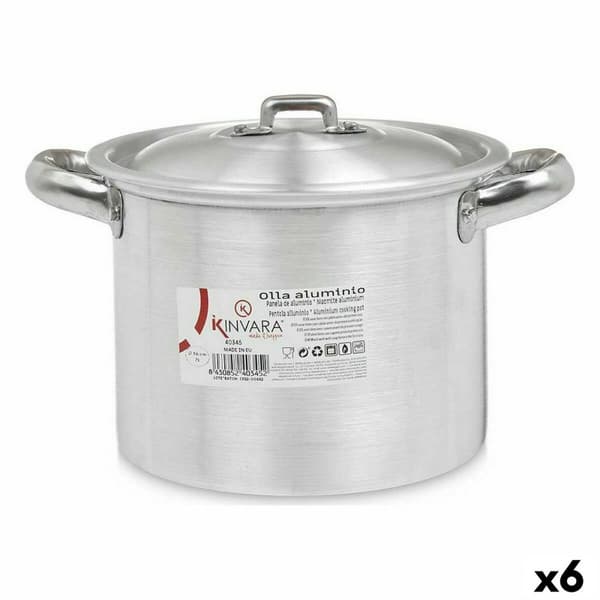 Gryta med lock Kinvara 100031 Silvrig Aluminium 23,5 x 15 x 18 cm (6 antal)