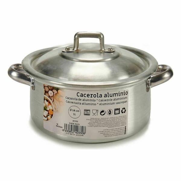 Kastrull med lock Kinvara 100002 Silvrig Ø 14 cm 1 L (10 antal)