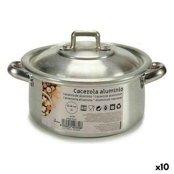 Kastrull med lock Kinvara 100002 Silvrig Ø 14 cm 1 L (10 antal)