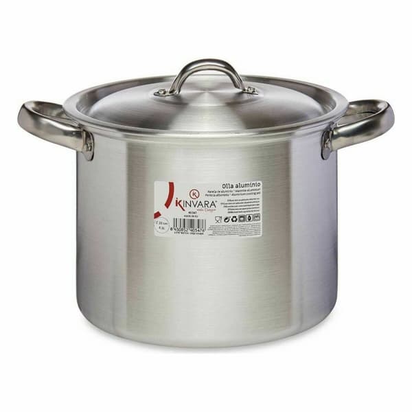 Gryde med låg Kinvara 100033 Sølvfarvet Aluminium Ø 20 cm (6 enheder)
