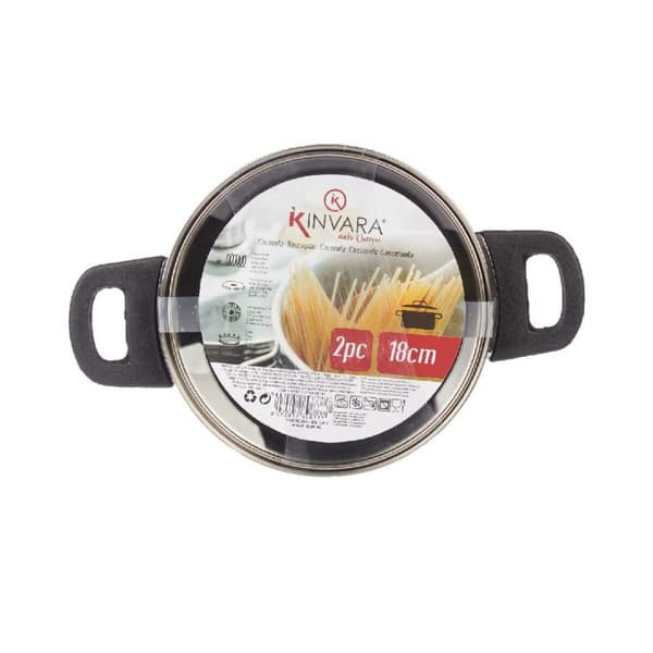 Kastrull med glaslock Kinvara 16689B Silvrig 1,8 L 28 x 9 x 18 cm (6 antal)