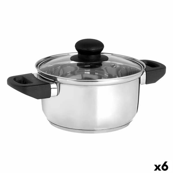 Kastrull med glaslock Kinvara 16689B Silvrig 1,8 L 28 x 9 x 18 cm (6 antal)