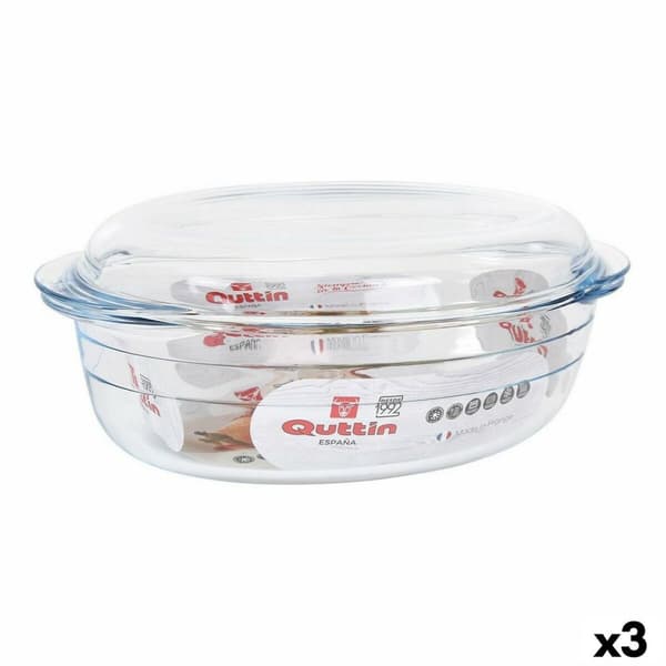 Kastrull med lock Quttin 63095 Glas 33 x 20 x 13 cm (3L + 1L)
