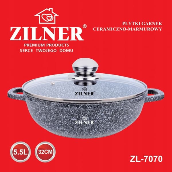 MARMORKRUTA WOK 5,5L 32cm ZILNER ZL-7070