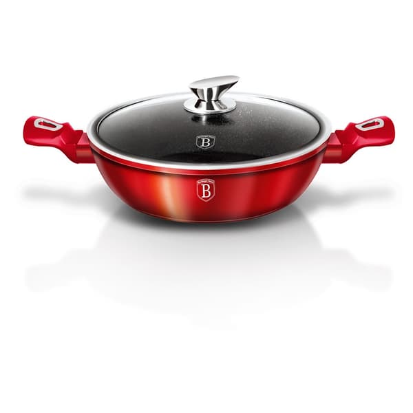 WOK GRANITKRUTA 32CM 4,9L BERLINGER HAUS METALLIC LINE BURGUNDY BH-1264-N