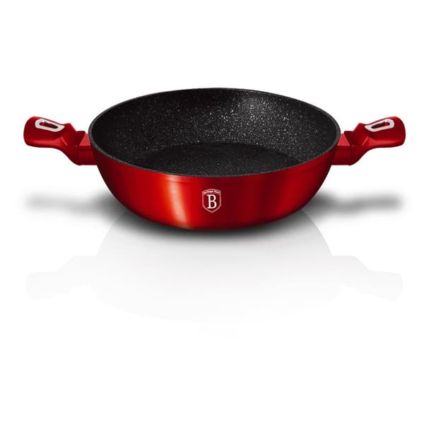 WOK GRANITKRUTA 32CM 4,9L BERLINGER HAUS METALLIC LINE BURGUNDY BH-1264-N