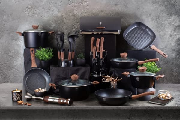 WOK MED GRANITBRYGNING 28cm 3,2L BERLINGER HAUS EBONY ROSEWOOD BH-1719