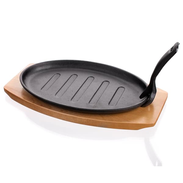 PLATTER, GJUTJÄRNSGRILLPANA MED BANKETTGRADABRÄDDA