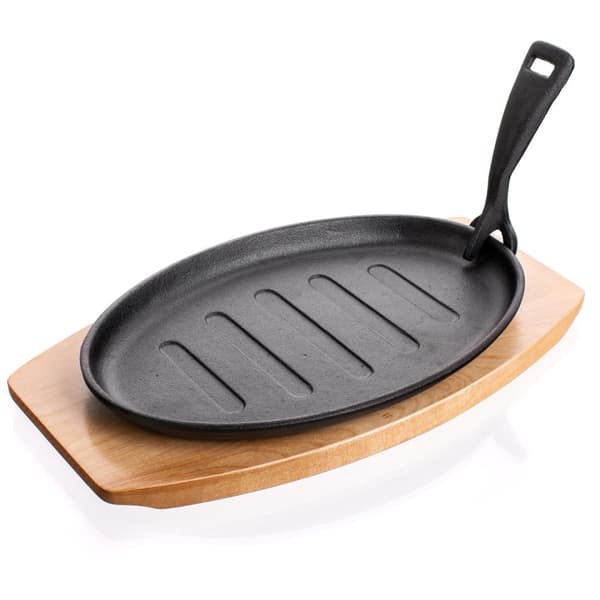 PLATTER, GJUTJÄRNSGRILLPANA MED BANKETTGRADABRÄDDA