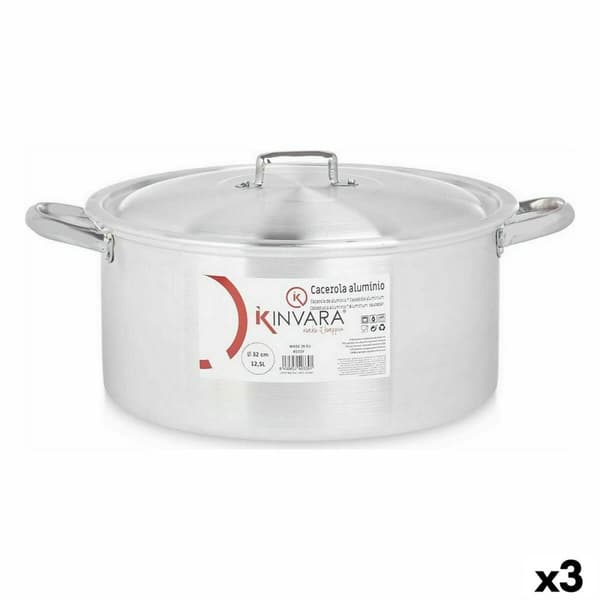 Gryde Med Låg Kinvara 100011 Sølvfarvet 12,5 L (3 enheder)