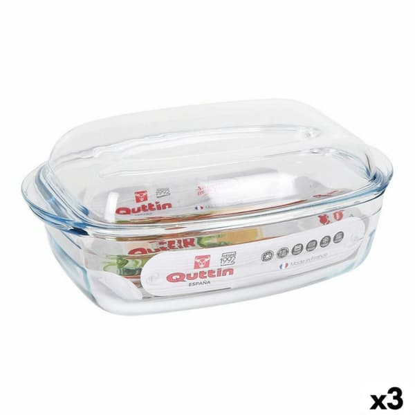 Kastrull med lock Quttin 63096 Glas 32,8 x 19,7 x 13 cm (3L + 1,5L)