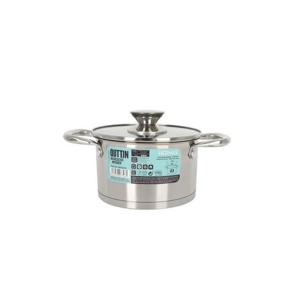 Gryde med Glaslåg Quttin Hermes Stål 1,8 L (6 enheder)