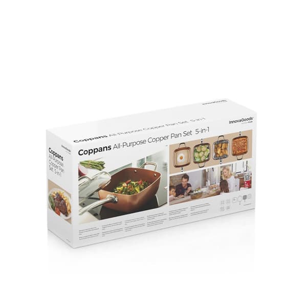 Multifunktionspanna 5 i 1 Copper Coppans InnovaGoods 4 Delar