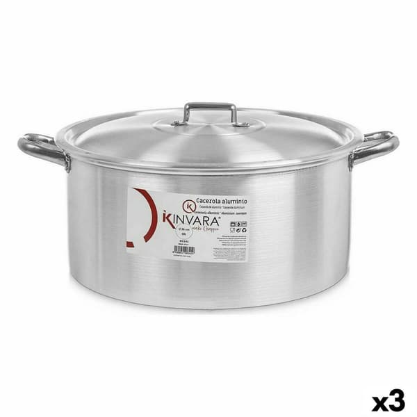 Kastrull med lock Kinvara 100013 Silvrig 18 L (3 antal)