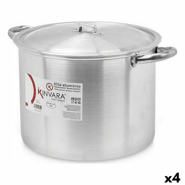 Gryta med lock Ø 30 cm Silvrig Aluminium (4 antal)