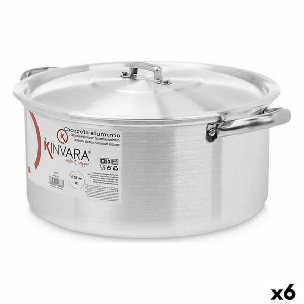 Kastrull med lock Kinvara 100009 Silvrig 8 L (6 antal)