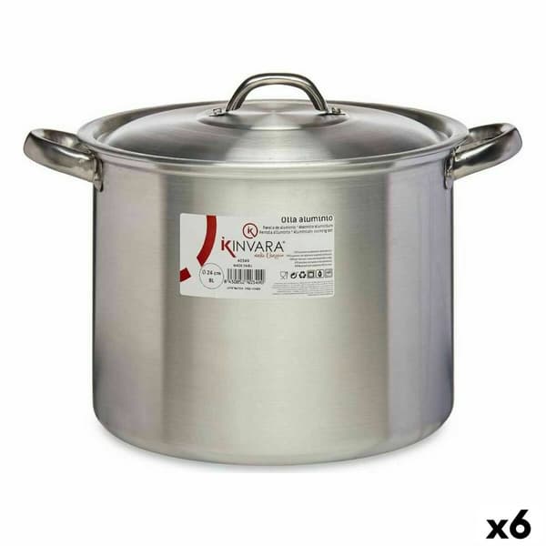 Gryta med lock Kinvara 100035 Silvrig Aluminium Ø 24 cm (6 antal)