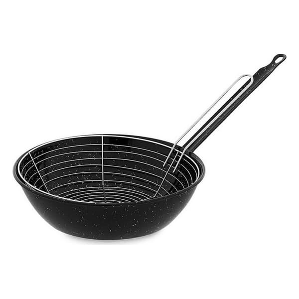 Stegepande med kurv Vaello Sort Glaseret stål (Ø 26 cm)