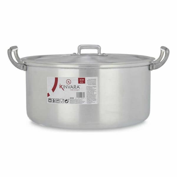 Gryde Med Låg Kinvara 100008 Sølvfarvet 6,5 L 35 x 16 x 28 cm (6 enheder)