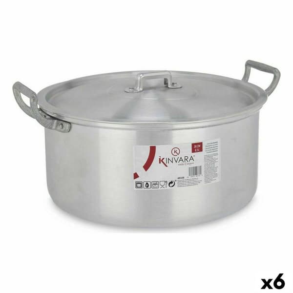 Gryde Med Låg Kinvara 100008 Sølvfarvet 6,5 L 35 x 16 x 28 cm (6 enheder)