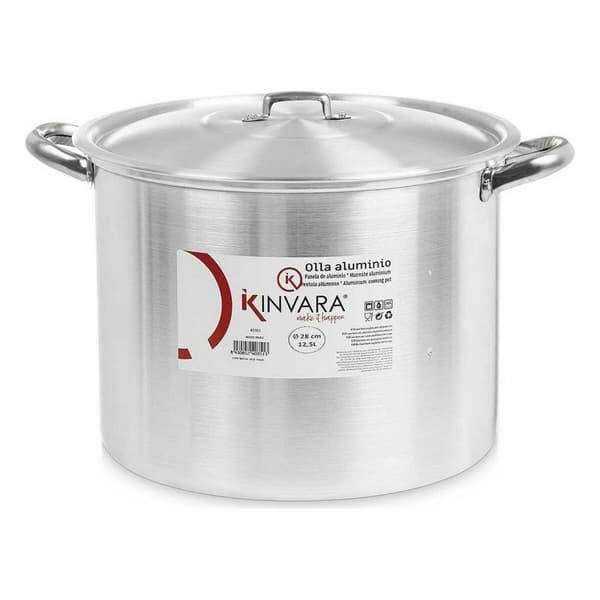 Gryde med låg Sølvfarvet Aluminium 38 x 25 x 31 cm (4 enheder)