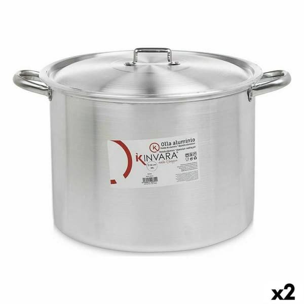 Gryde med låg Kinvara 100041 Sølvfarvet Aluminium Ø 36 cm (2 enheder)