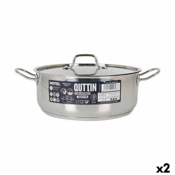 Gryte med lokk Quttin Hotel Stål Ø 28 x 11 cm (2 enheter)