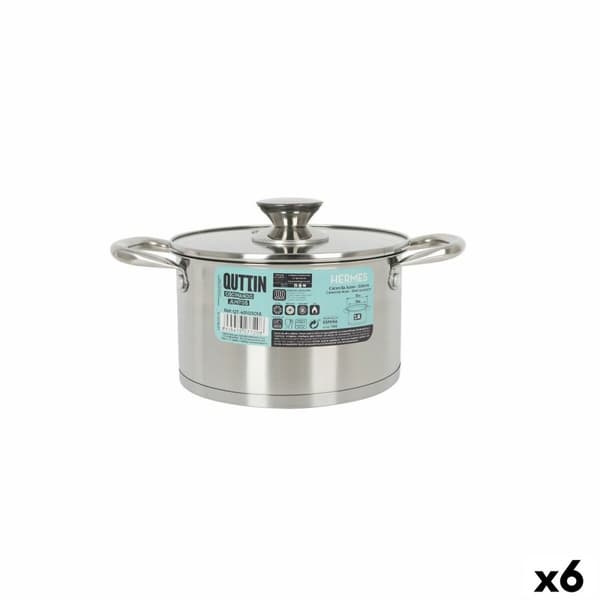 Kasserolle med glasslokk Quttin Hermes Stål 2,8 L (6 enheter)