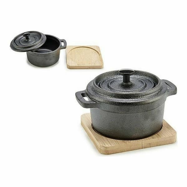 Kasserolle Kinvara 219SJ091 Brun Sort Bambus Smedet stål 13 x 10 x 8,5 cm (12 enheder)