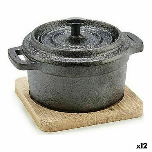 Kasserolle Kinvara 219SJ091 Brun Sort Bambus Smedet stål 13 x 10 x 8,5 cm (12 enheder)