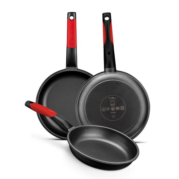 Teflonstekepanne BRA A411224 Svart Rød Rustfritt stål Aluminium