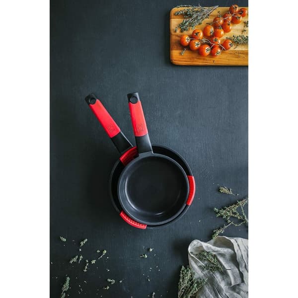 Teflonstekepanne BRA A411224 Svart Rød Rustfritt stål Aluminium