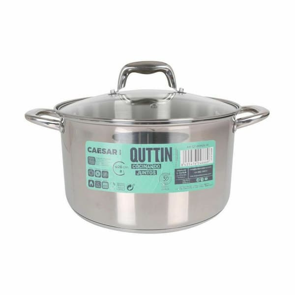 Kastrull med glaslock Quttin Caesar Stål ø 26 x 15,5 cm (2 antal)