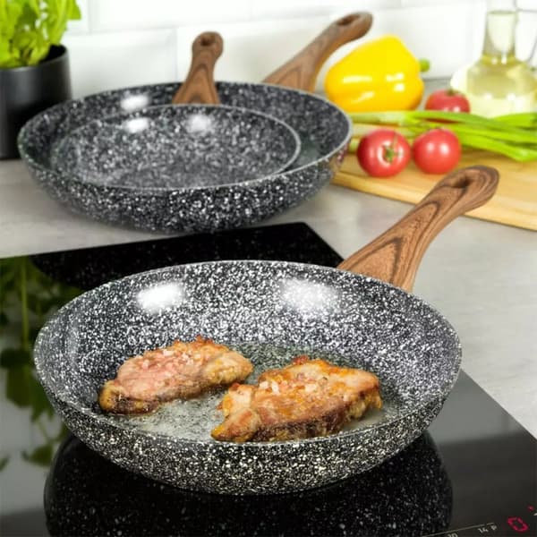 GRANIT STEEKPANA 24cm GRANIT TRÄ KINGHOFF KH-1028