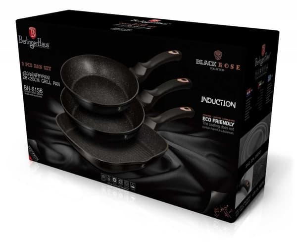 SET MED 3 BERLINGERHAUS BLACK ROSE GRANIT PANOR BH-6156