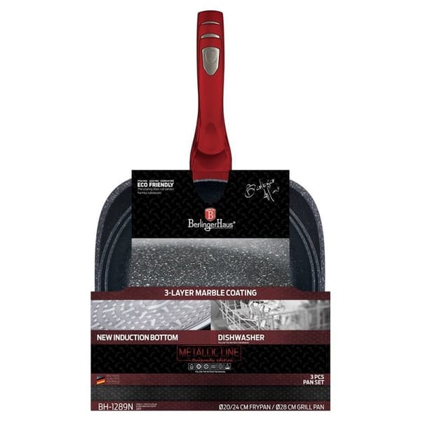 SET MED 3 BERLINGERHAUS RED METALLIC LINE GRANIT PANOR BH-1289