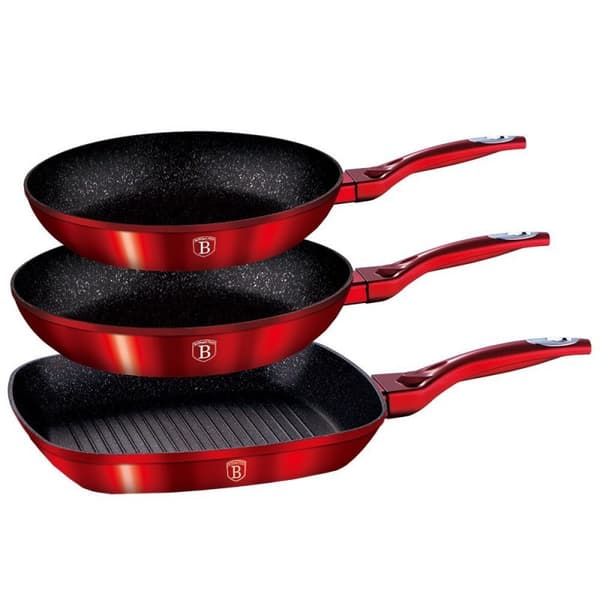 SET MED 3 BERLINGERHAUS RED METALLIC LINE GRANIT PANOR BH-1289