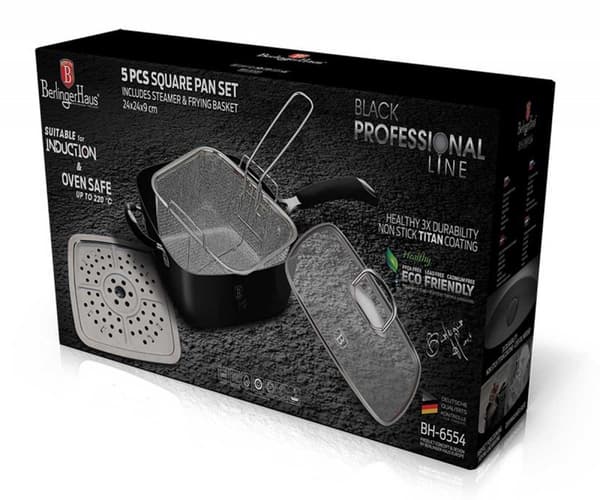 STEEKPANA MED KORG OCH ÅNGPLATTA BERLINGERHAUS BH-6554